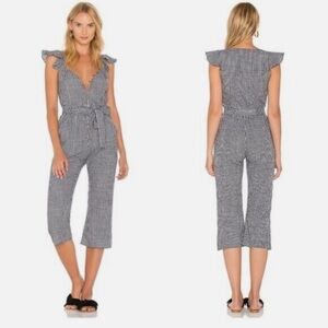 For Love and Lemons Size S Gingham Jumpsuit Sunny Tie Waist Cropped